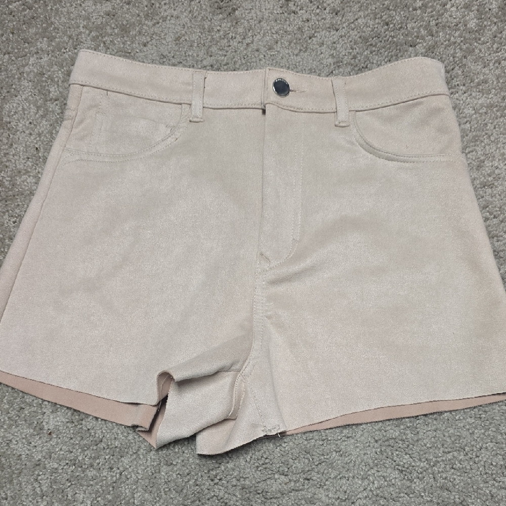 Zara High Waist Cream Shorts faux suede sz 36/ us 4